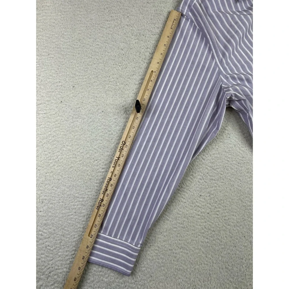 Banana Republic Shirt Mens‎ 2XL Purple White Stripe Non Iron Slim Fit Dress XXL